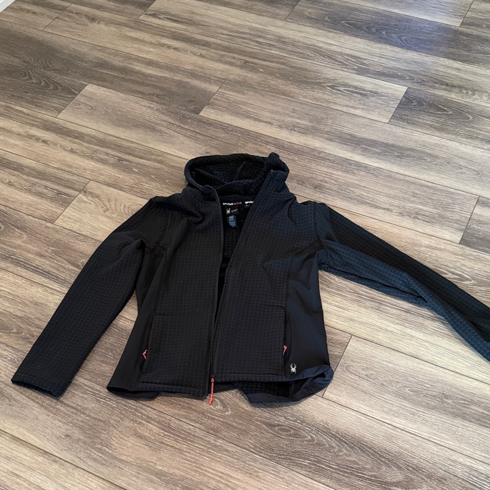 Spyder Black Quilted Jacket with Red Details